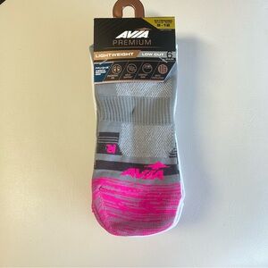 Avia Premium Lightweight Low Cut Socks Womens 6 Pair Pink Gray White 9-12